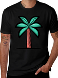 Tropical Palm Tree Graphic Tee - Black