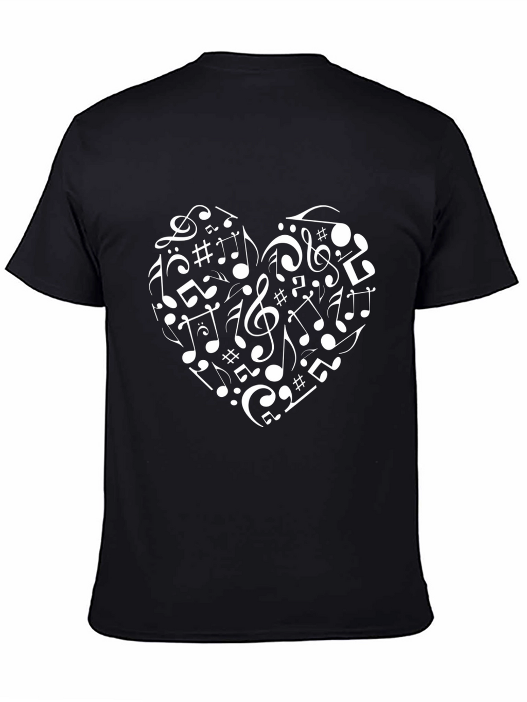 Musical Heart T-Shirt - Black Crew Neck