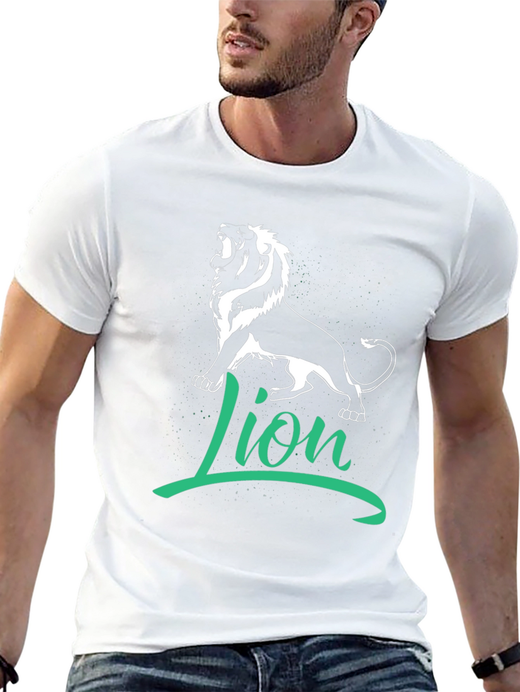 Lion Graphic Tee - Black Cotton T-Shirt