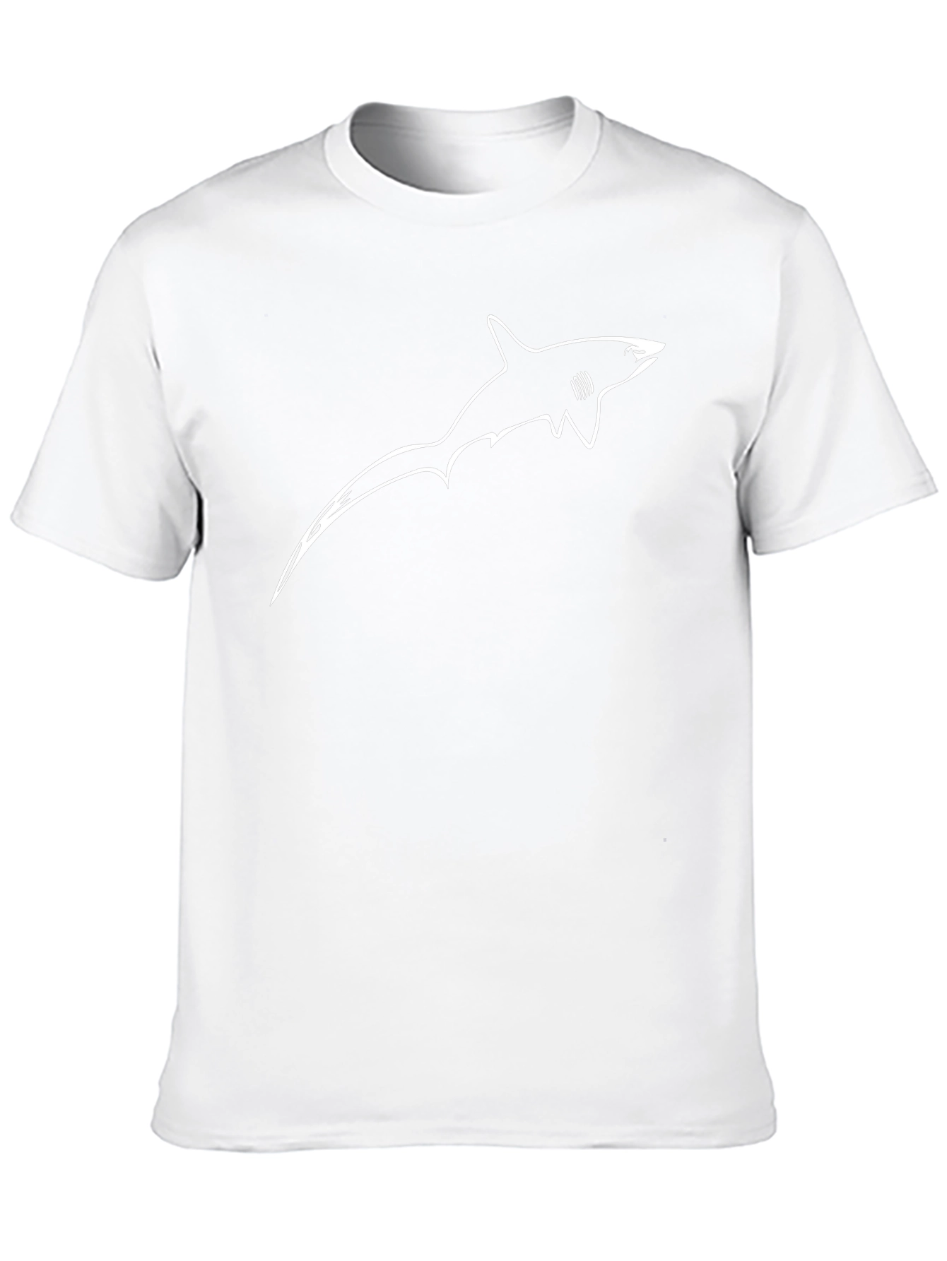 Black T-Shirt with White Shark Graphic