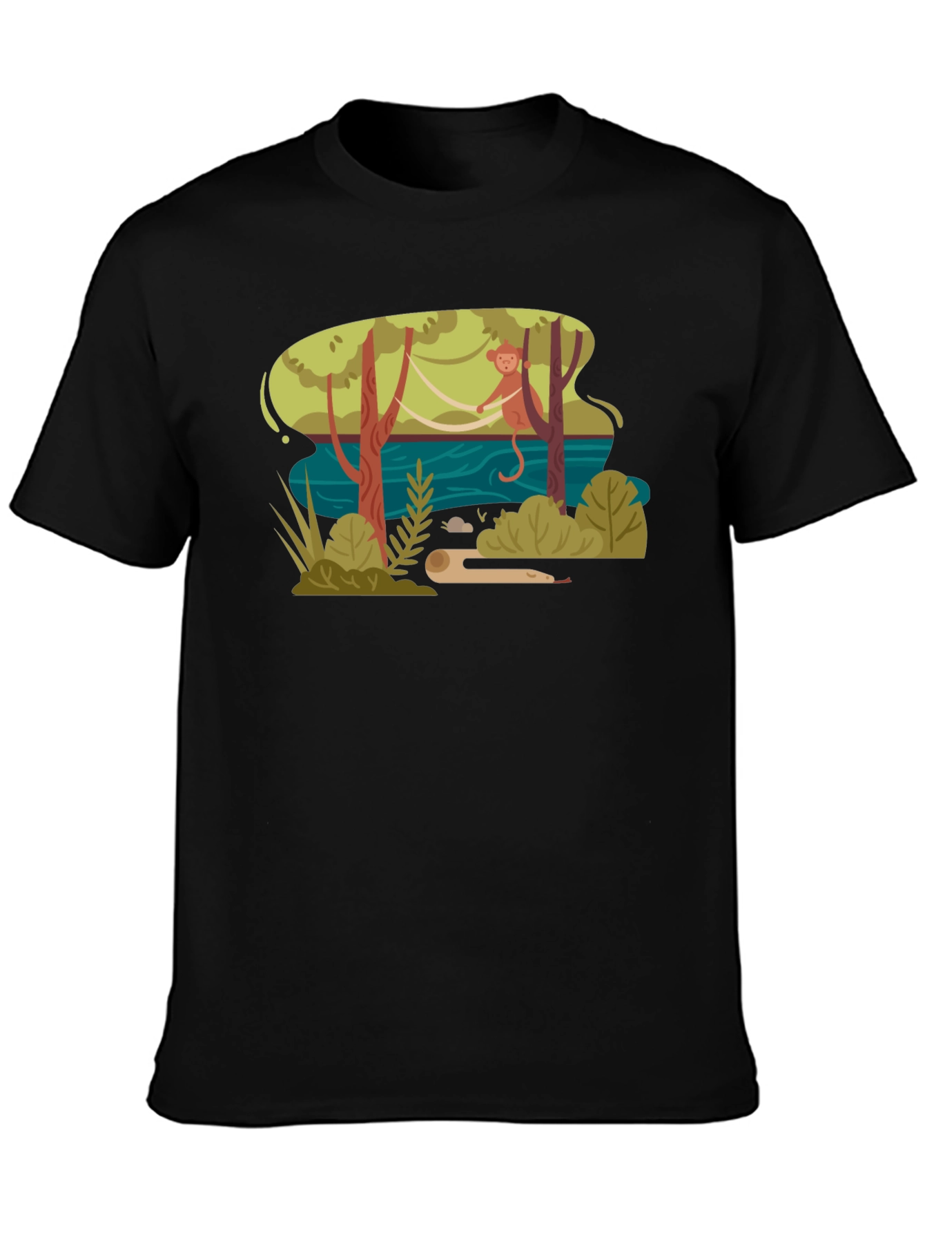Jungle Monkey Graphic Tee - Unisex Black T-Shirt