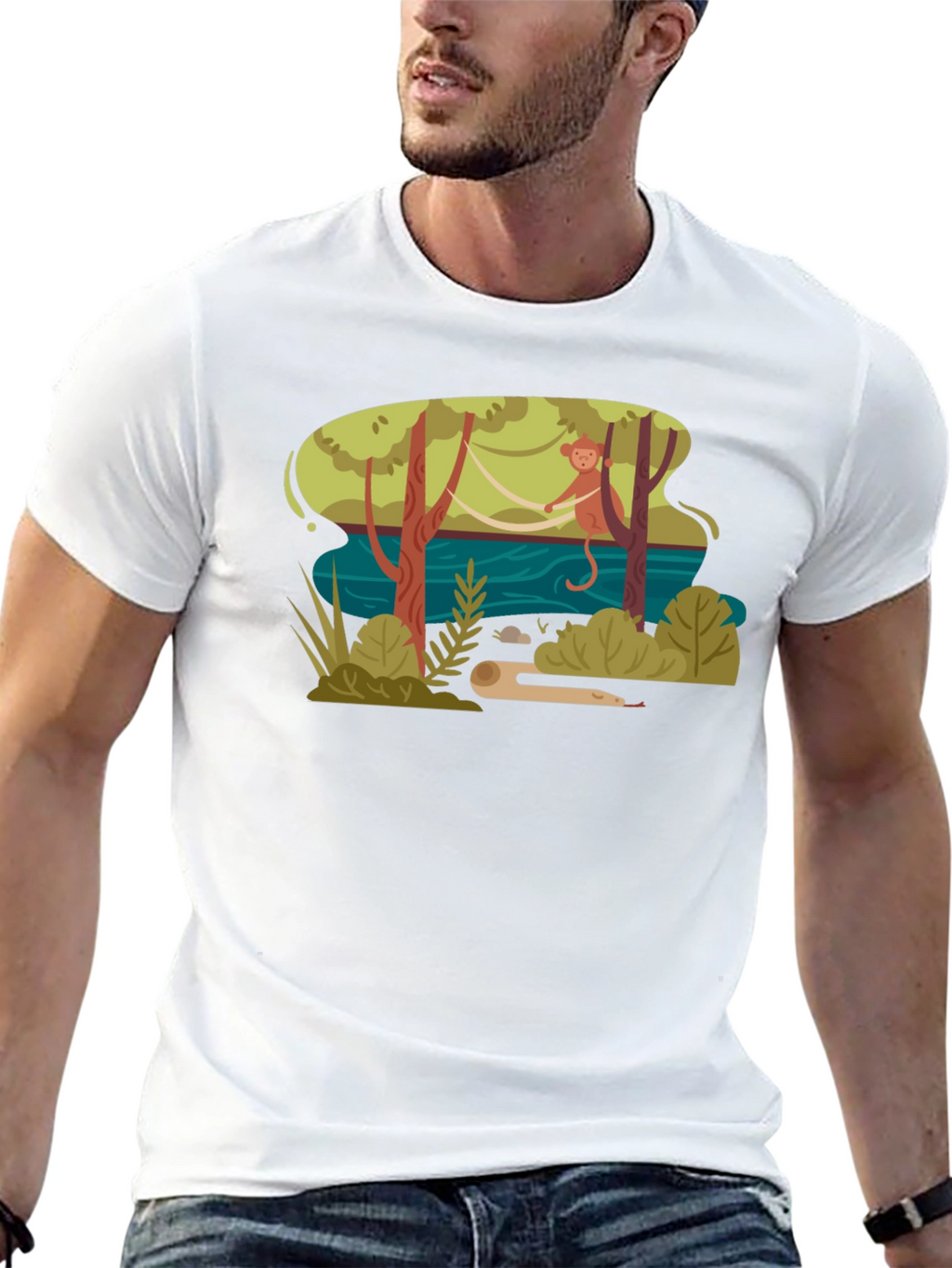 Jungle Monkey Graphic Tee - Unisex Black T-Shirt