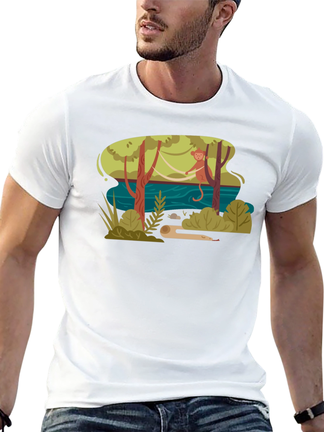 Jungle Monkey Graphic Tee - Unisex Black T-Shirt