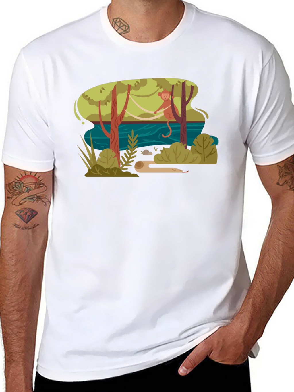 Jungle Monkey Graphic Tee - Unisex Black T-Shirt