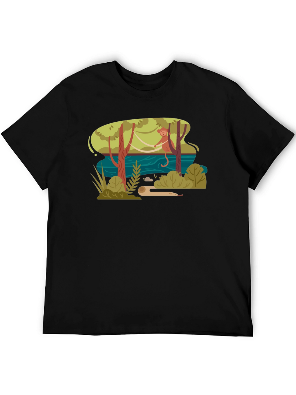 Jungle Monkey Graphic Tee - Unisex Black T-Shirt