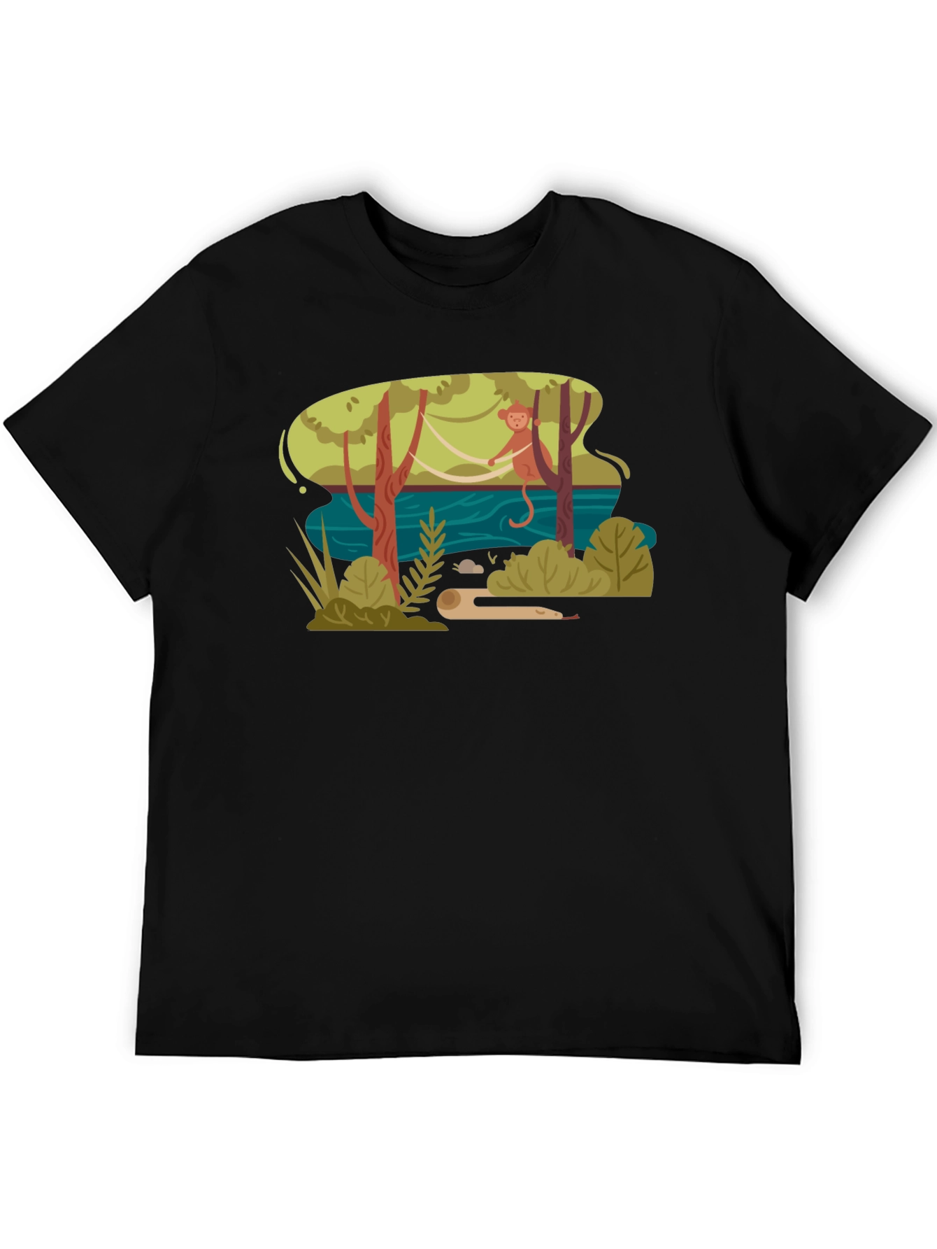 Jungle Monkey Graphic Tee - Unisex Black T-Shirt