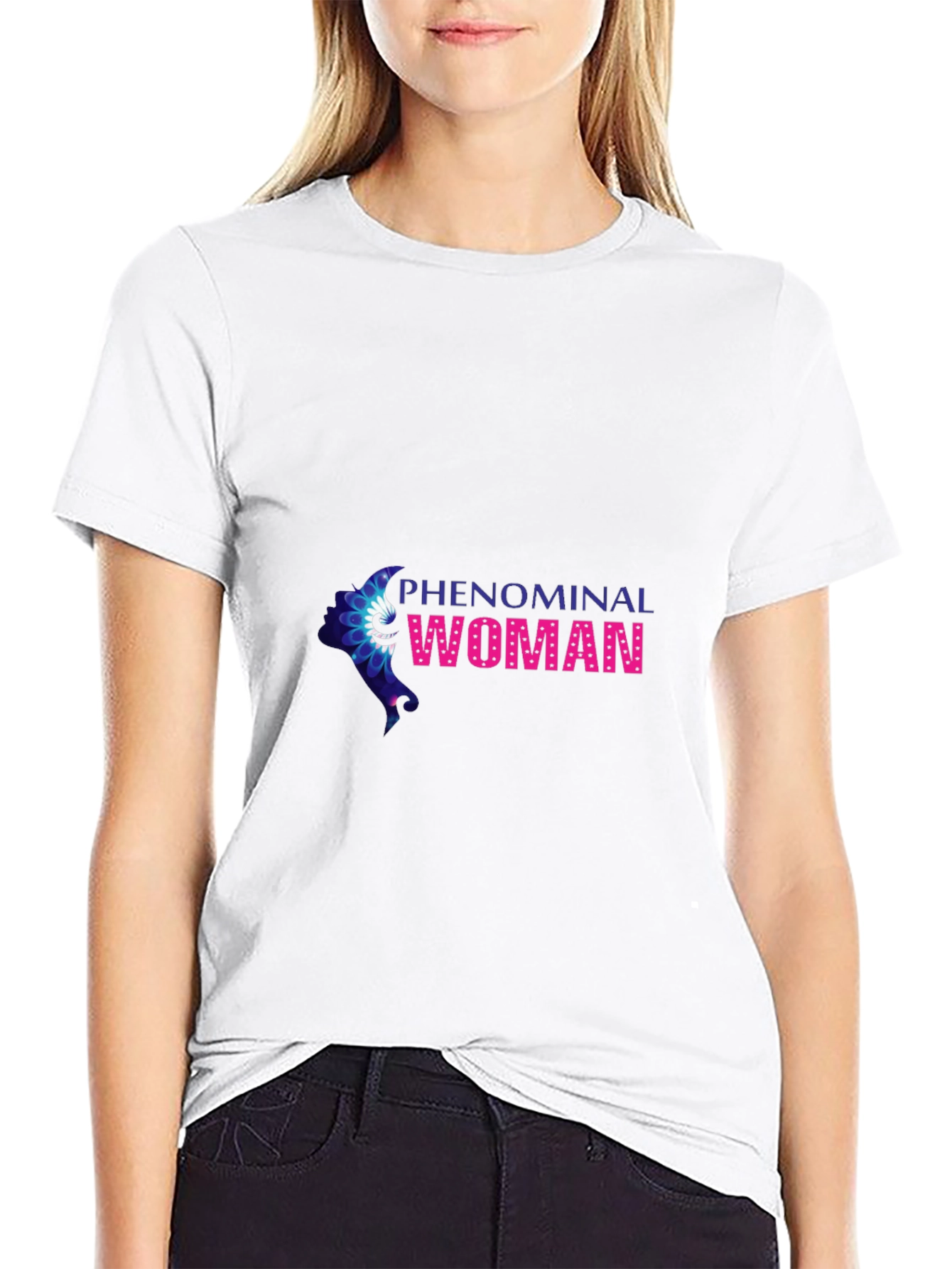 Phenomenal Woman Graphic Print Black Tee