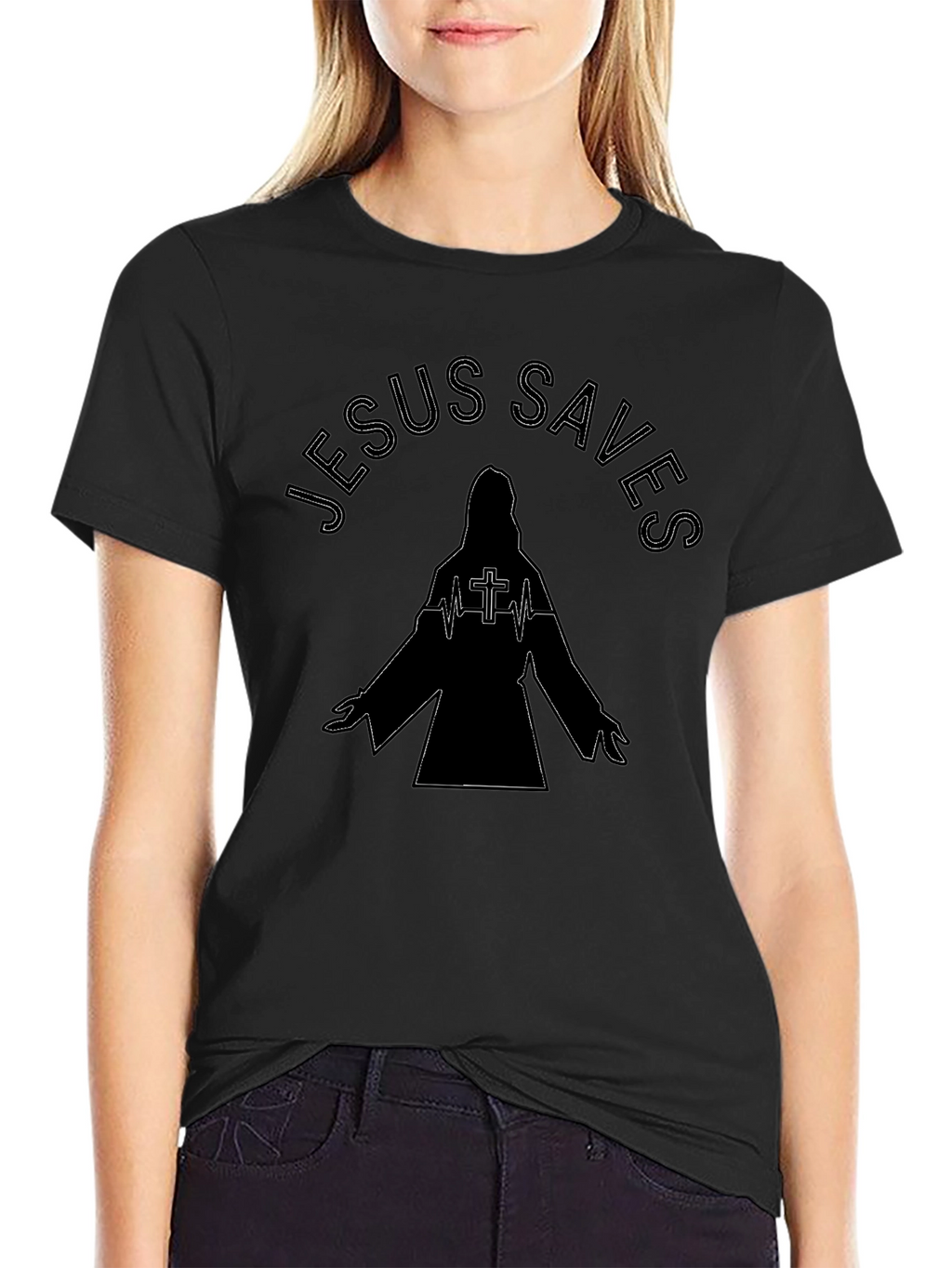 Jesus Saves Graphic Tee - Black Religious T-Shirt