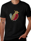 Bird Graphic Tee - Black Casual T-Shirt