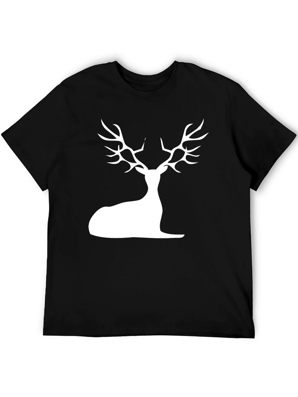 Stylish Black Deer Silhouette Graphic Tee