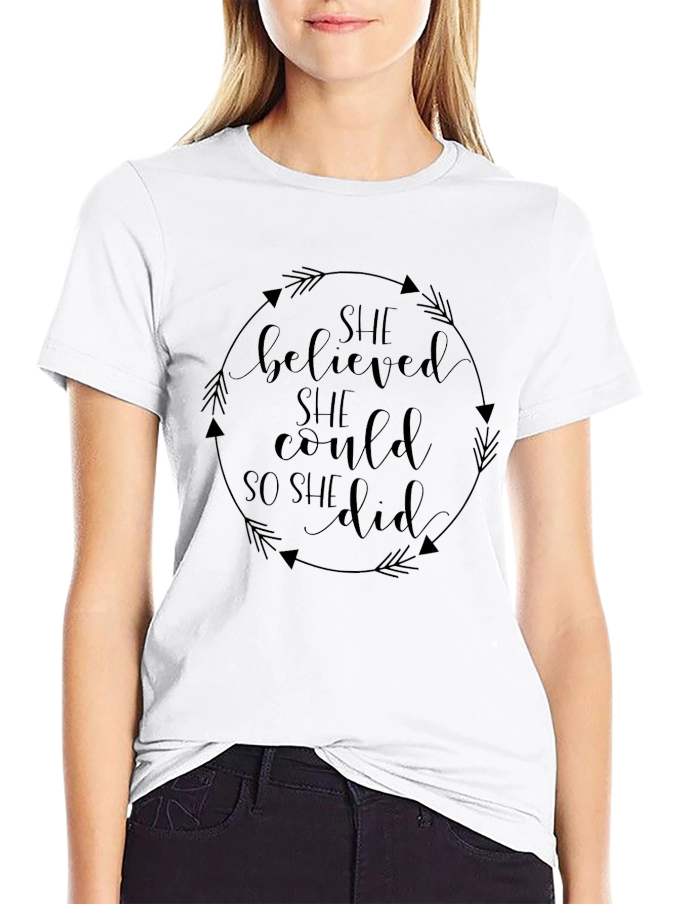 She Believed She Could Black T-Shirt