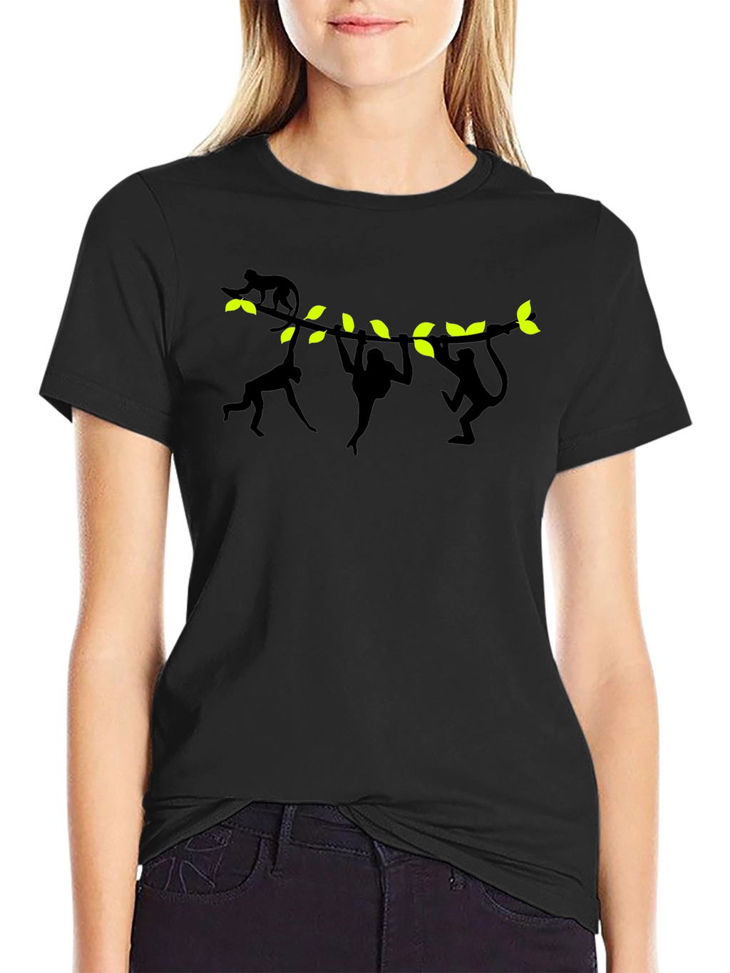 Monkeying Around Black Graphic T-Shirt