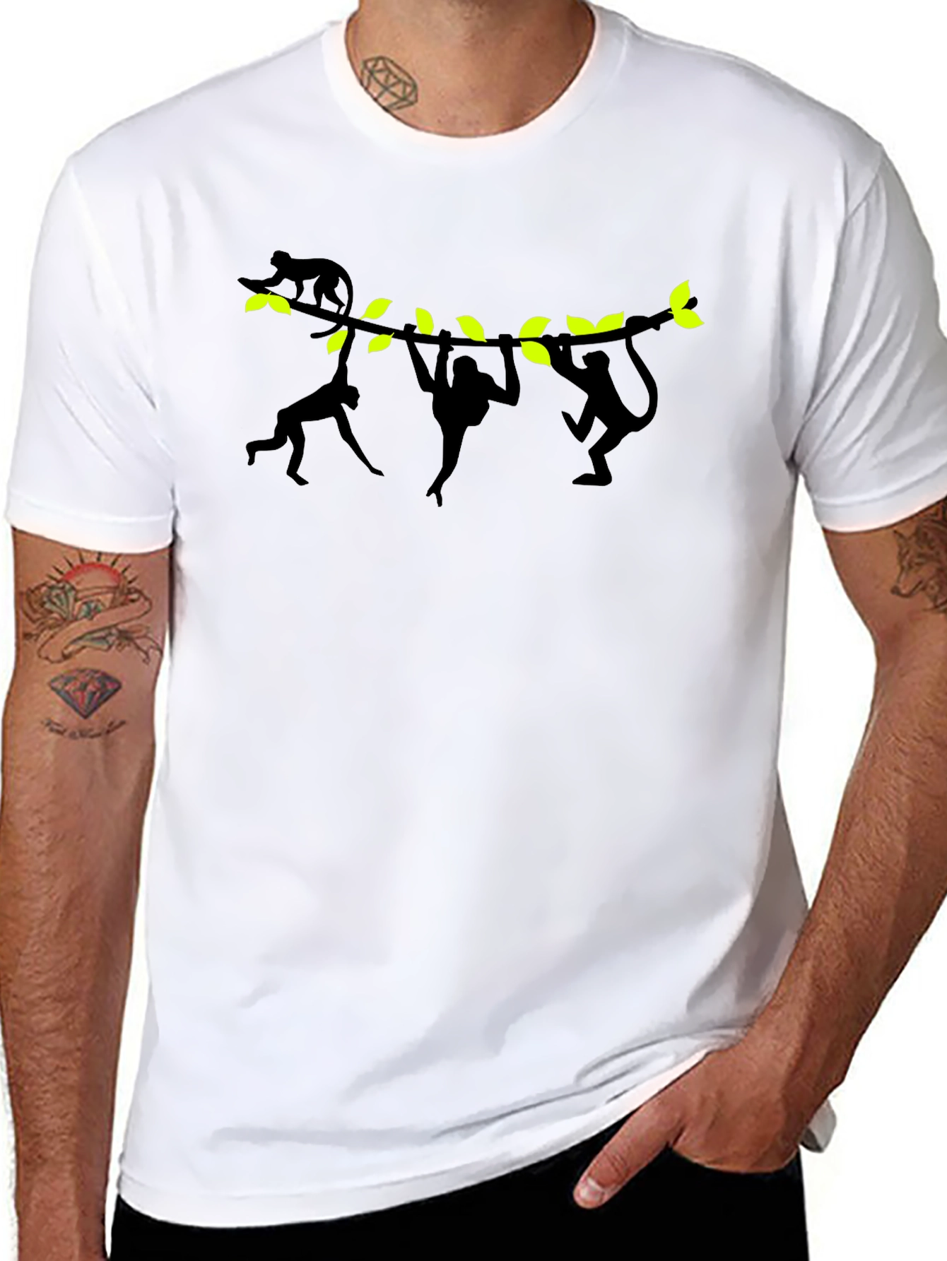 Monkeying Around Black Graphic T-Shirt