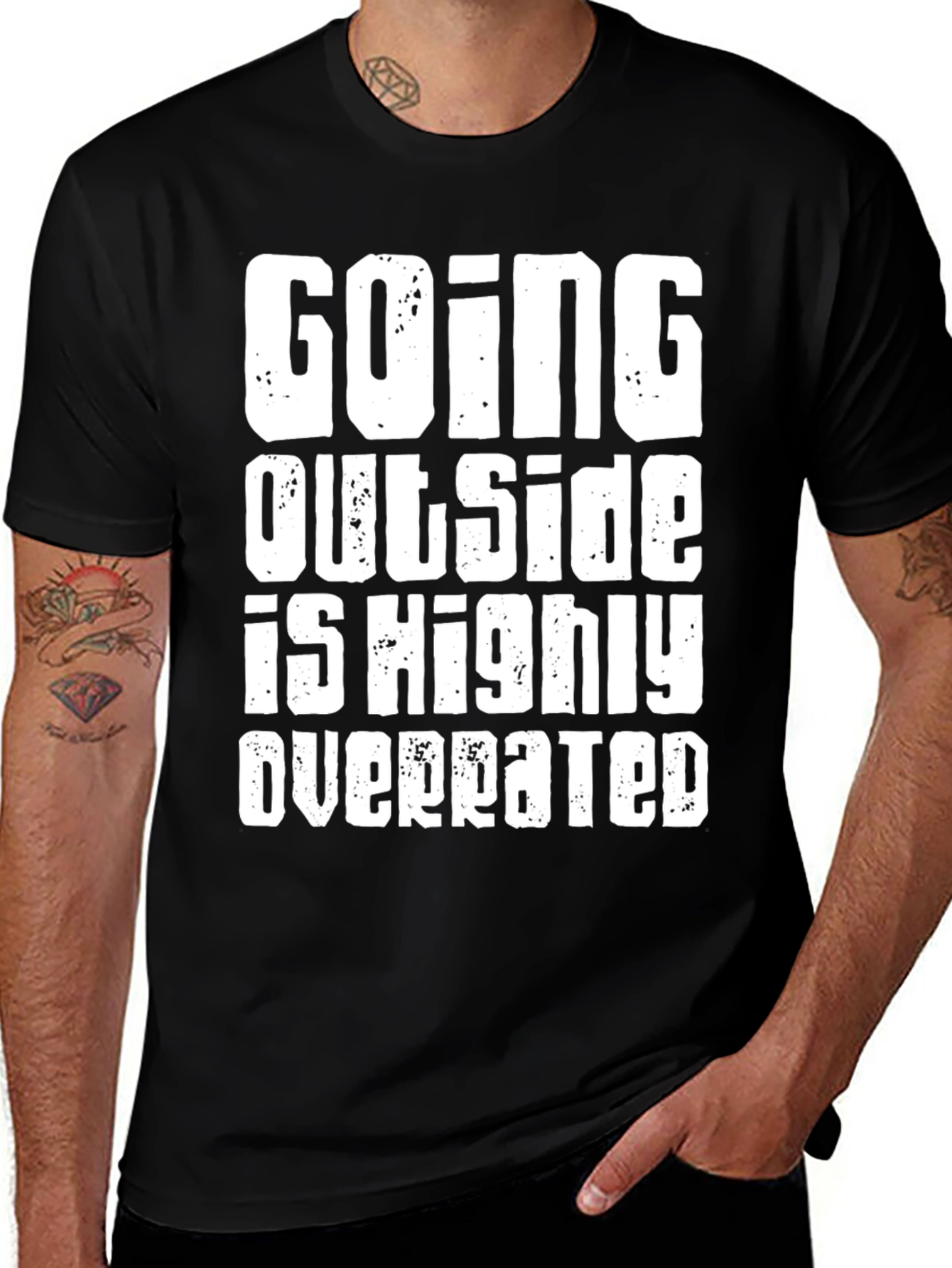 Funny Going Outside is Highly Overrated Black T-Shirt