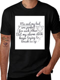 Funny Bed & Alarm Clock Black Graphic T-Shirt