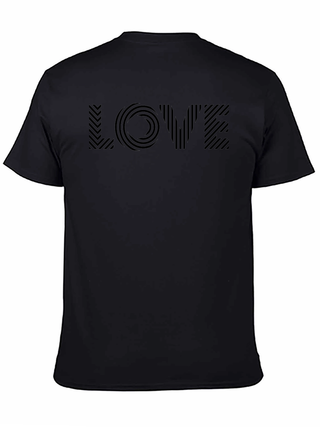 Geometric LOVE Graphic Tee - Stylish Black T-Shirt
