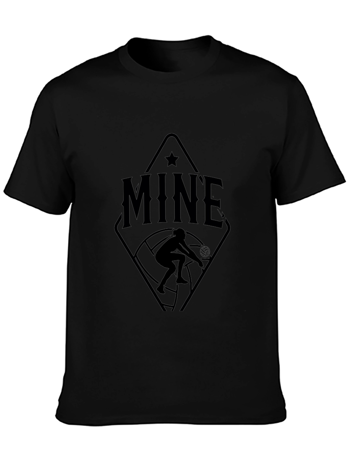 MINE Volleyball Player Graphic Tee - Black Cotton T-Shirt