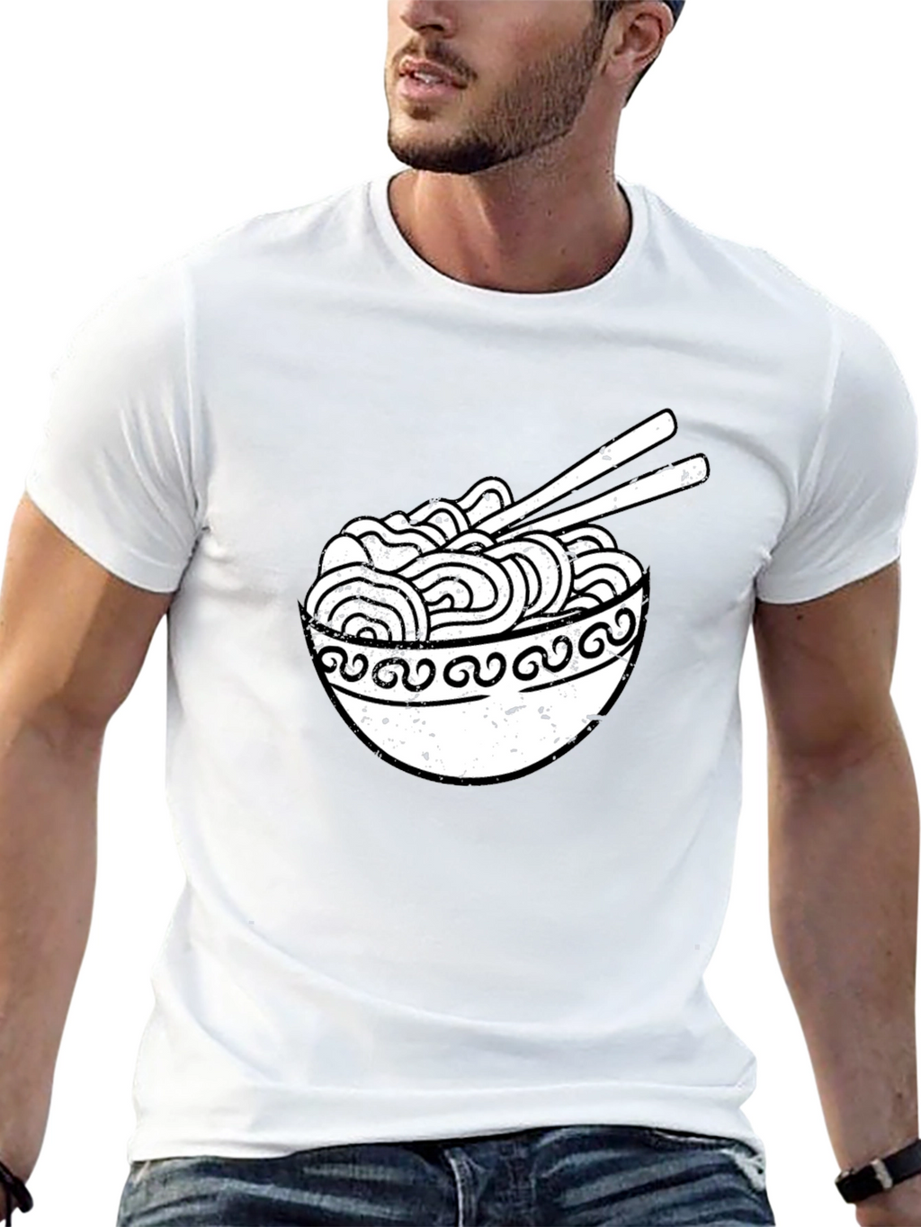 Ramen Bowl Graphic Tee - Black Casual T-Shirt