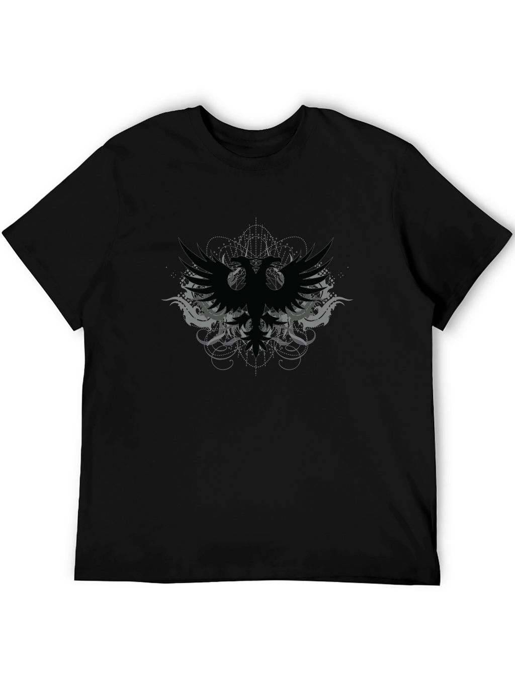 Black Graphic Tee - Double Headed Eagle Design