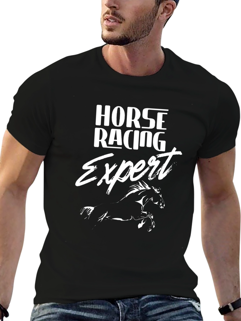 Horse Racing Expert Black Graphic Tee