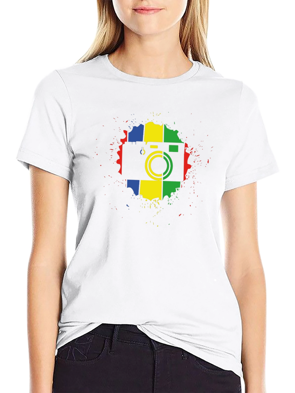 Retro Camera Graphic Tee - Black Cotton T-Shirt