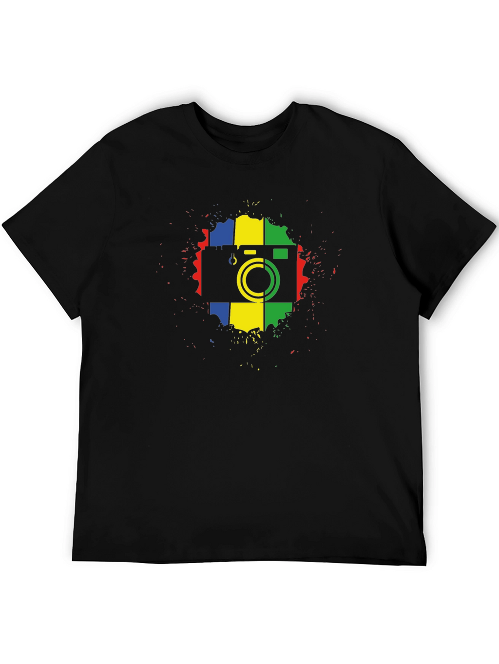 Retro Camera Graphic Tee - Black Cotton T-Shirt