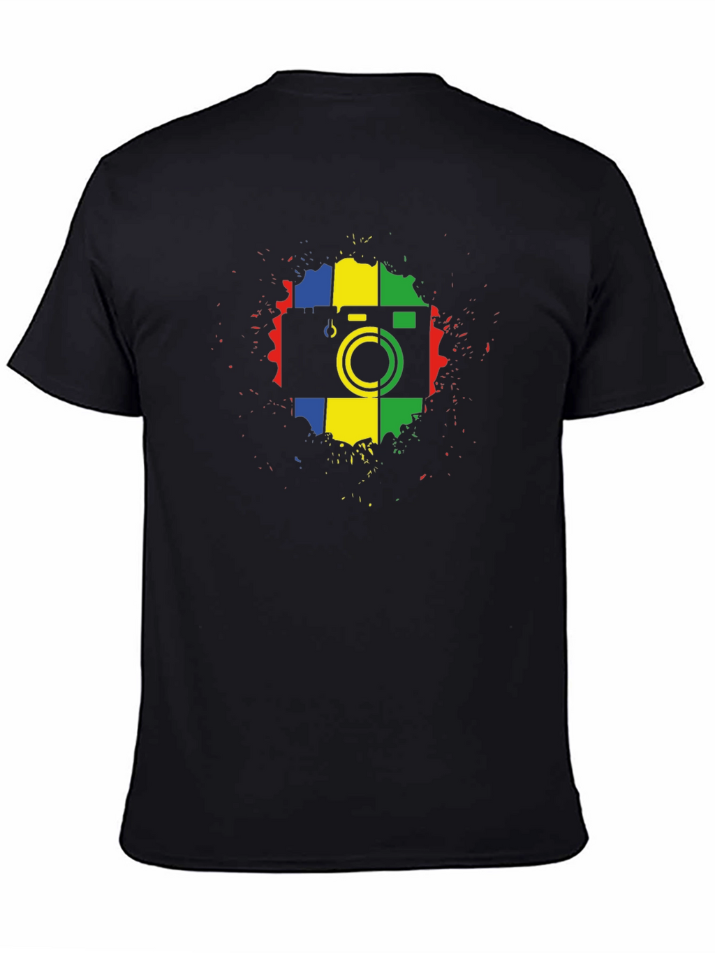 Retro Camera Graphic Tee - Black Cotton T-Shirt