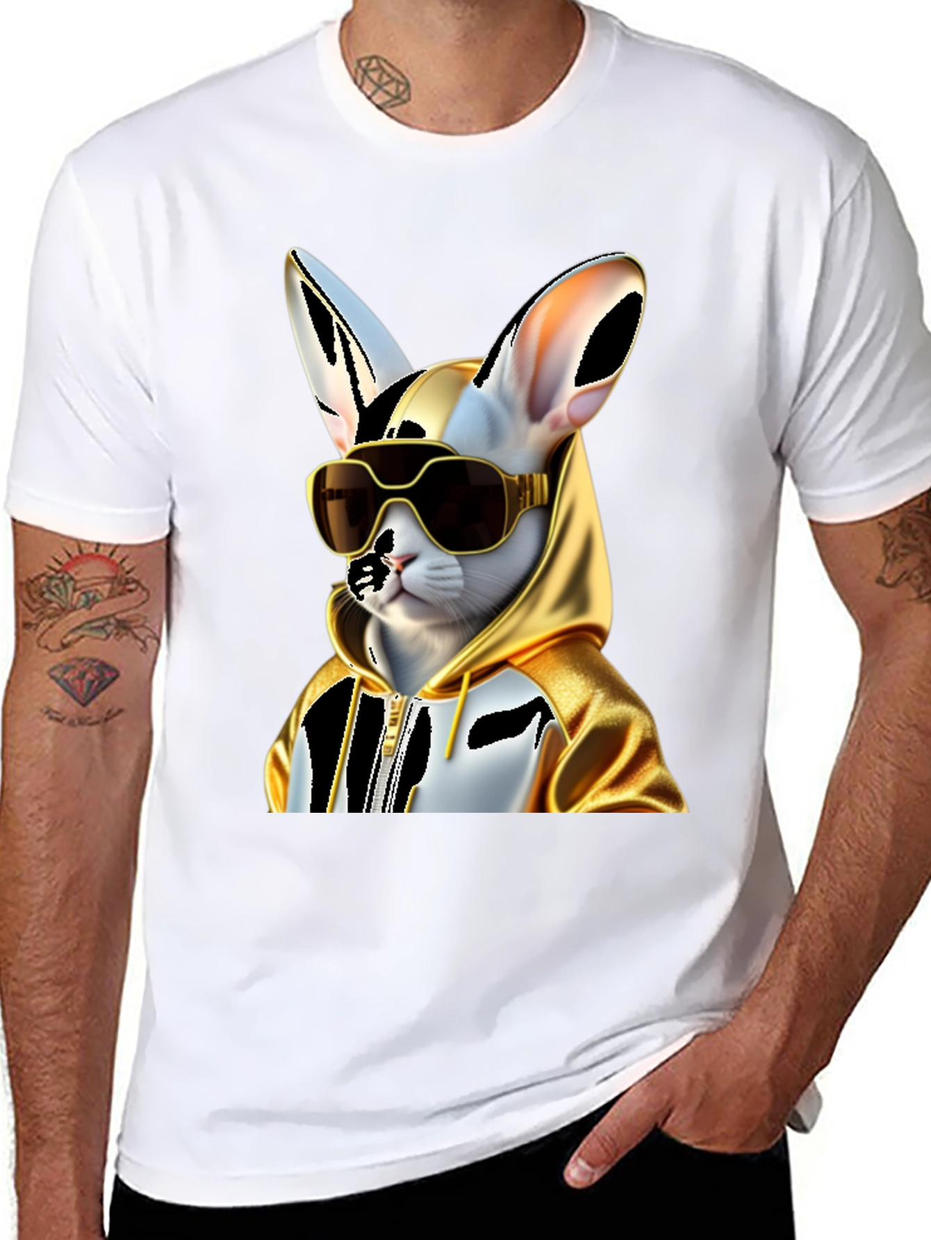 Cool Cat Hoodie Tee - Black Cotton Blend