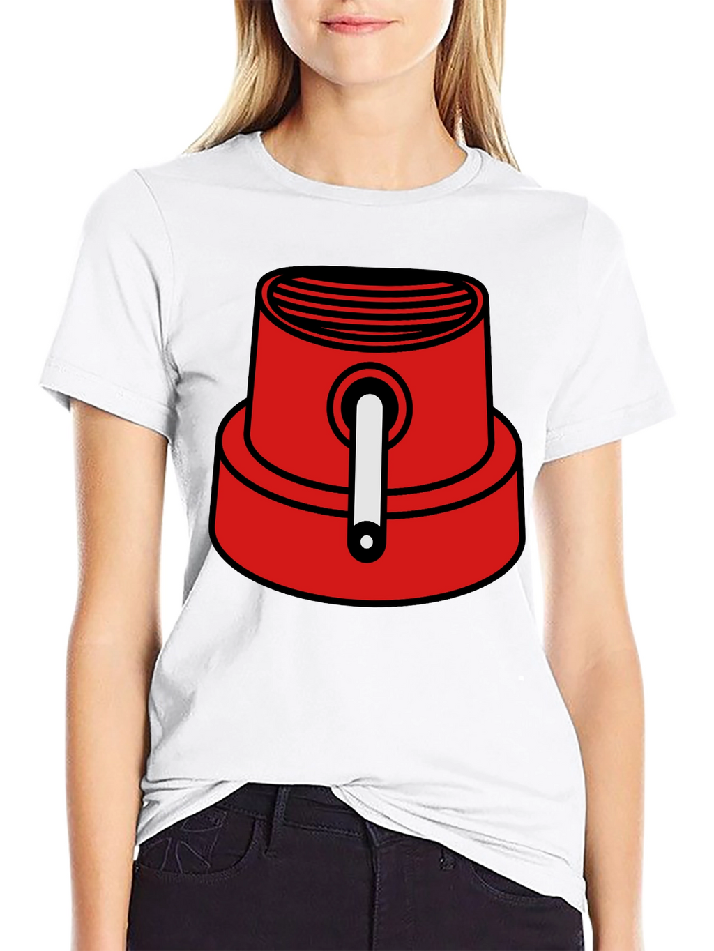 Red Spray Paint Cap Graphic Tee - Urban Style