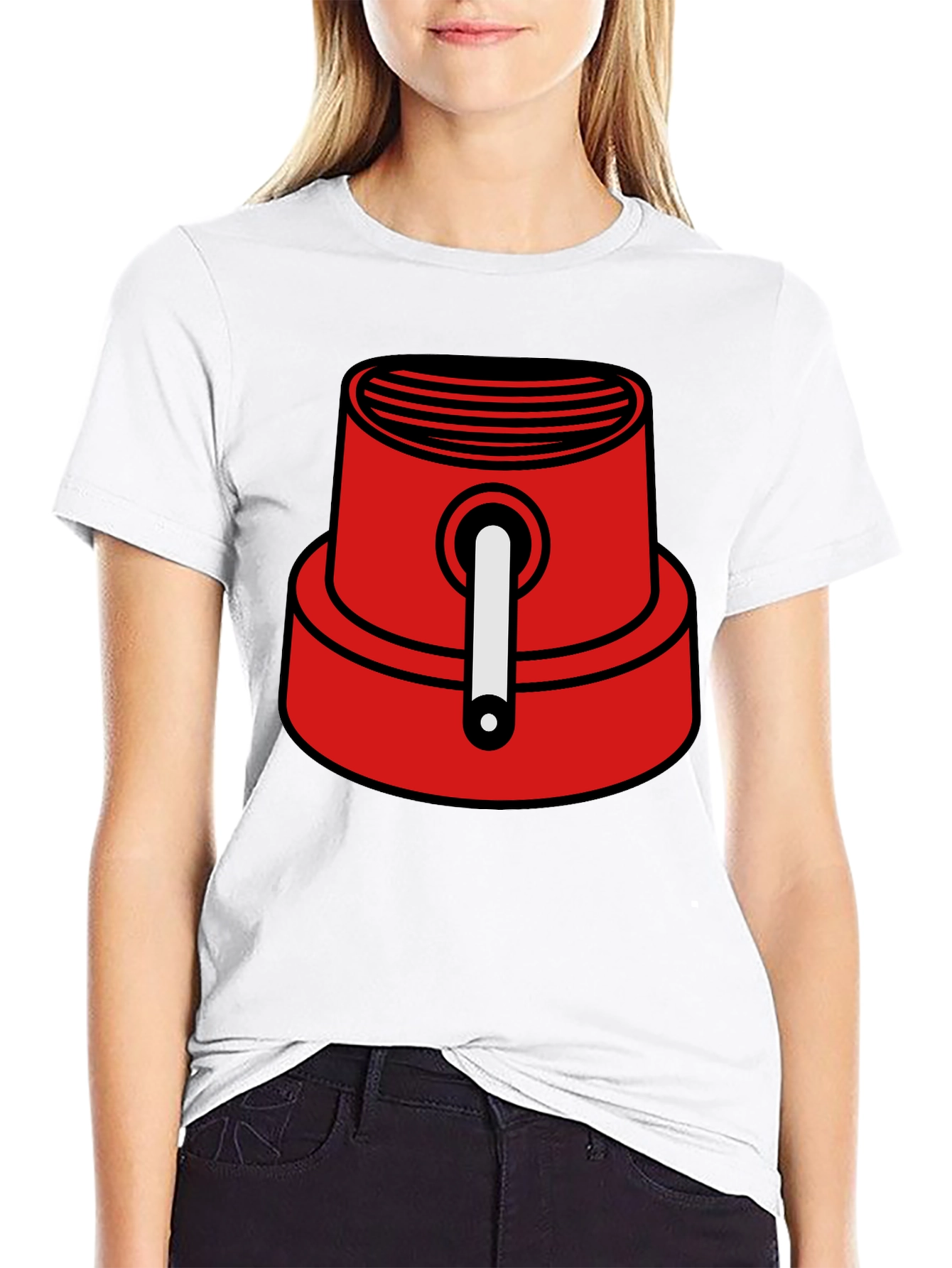 Red Spray Paint Cap Graphic Tee - Urban Style