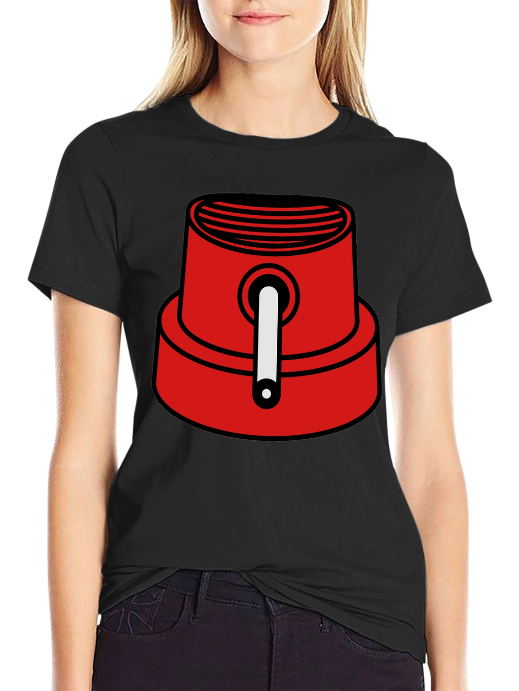 Red Spray Paint Cap Graphic Tee - Urban Style
