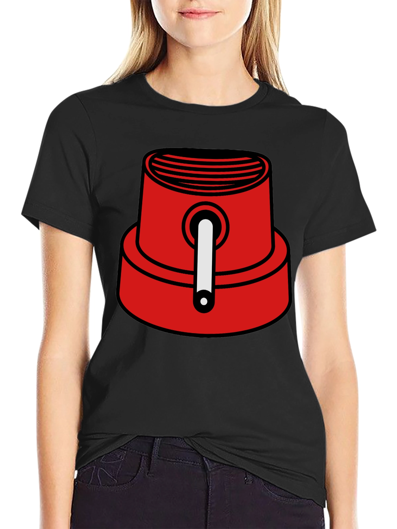 Red Spray Paint Cap Graphic Tee - Urban Style