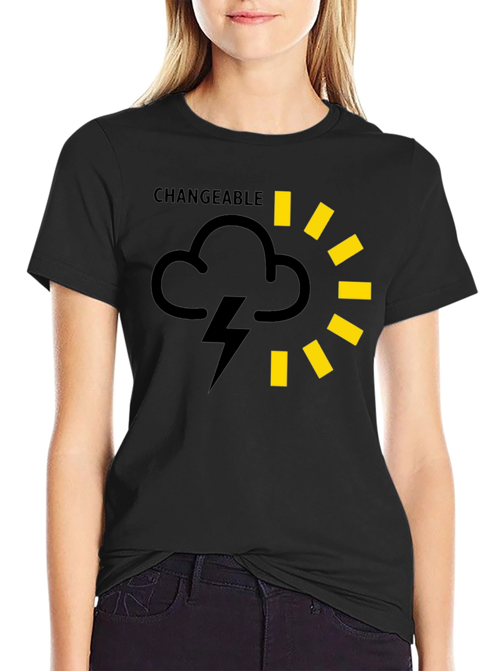 Changeable Weather Graphic Tee - Black Cotton T-Shirt
