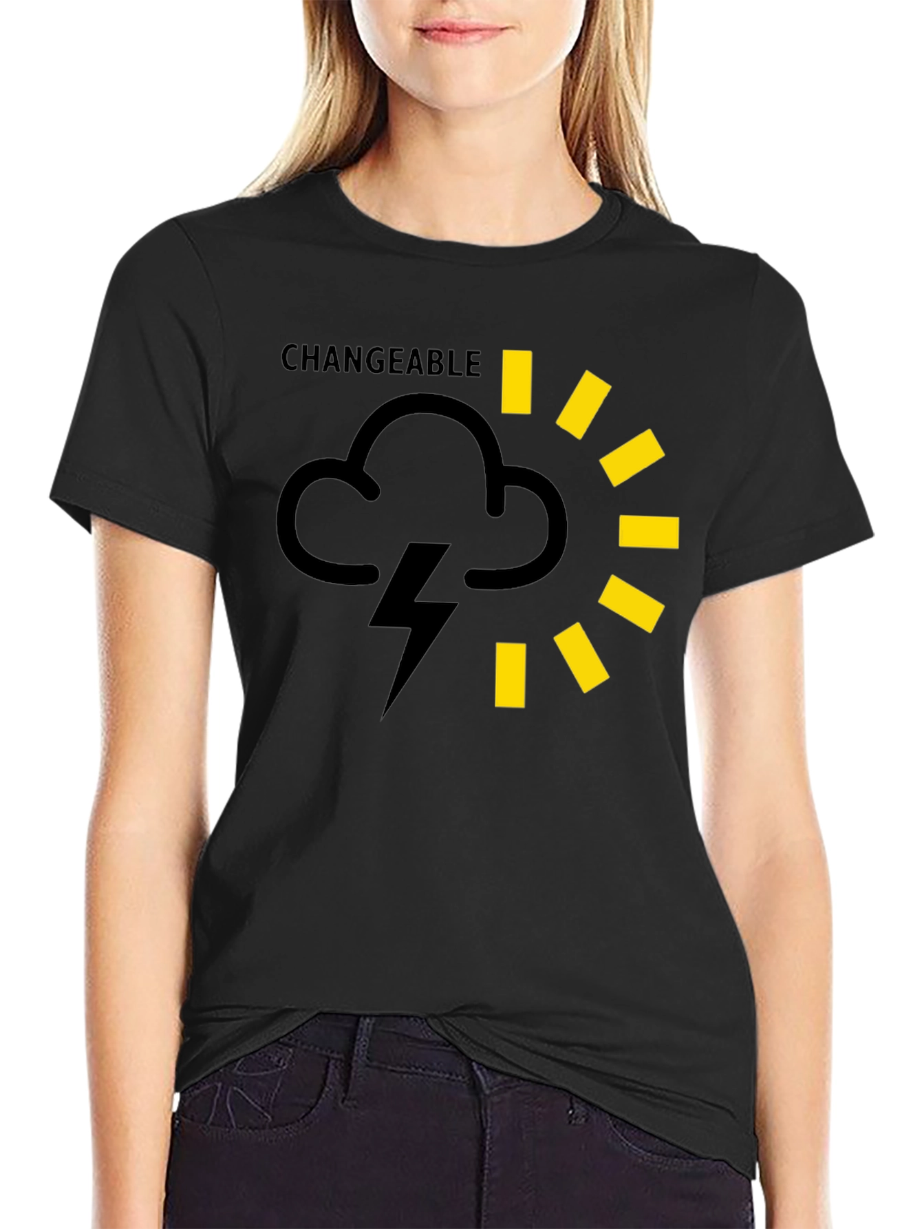 Changeable Weather Graphic Tee - Black Cotton T-Shirt