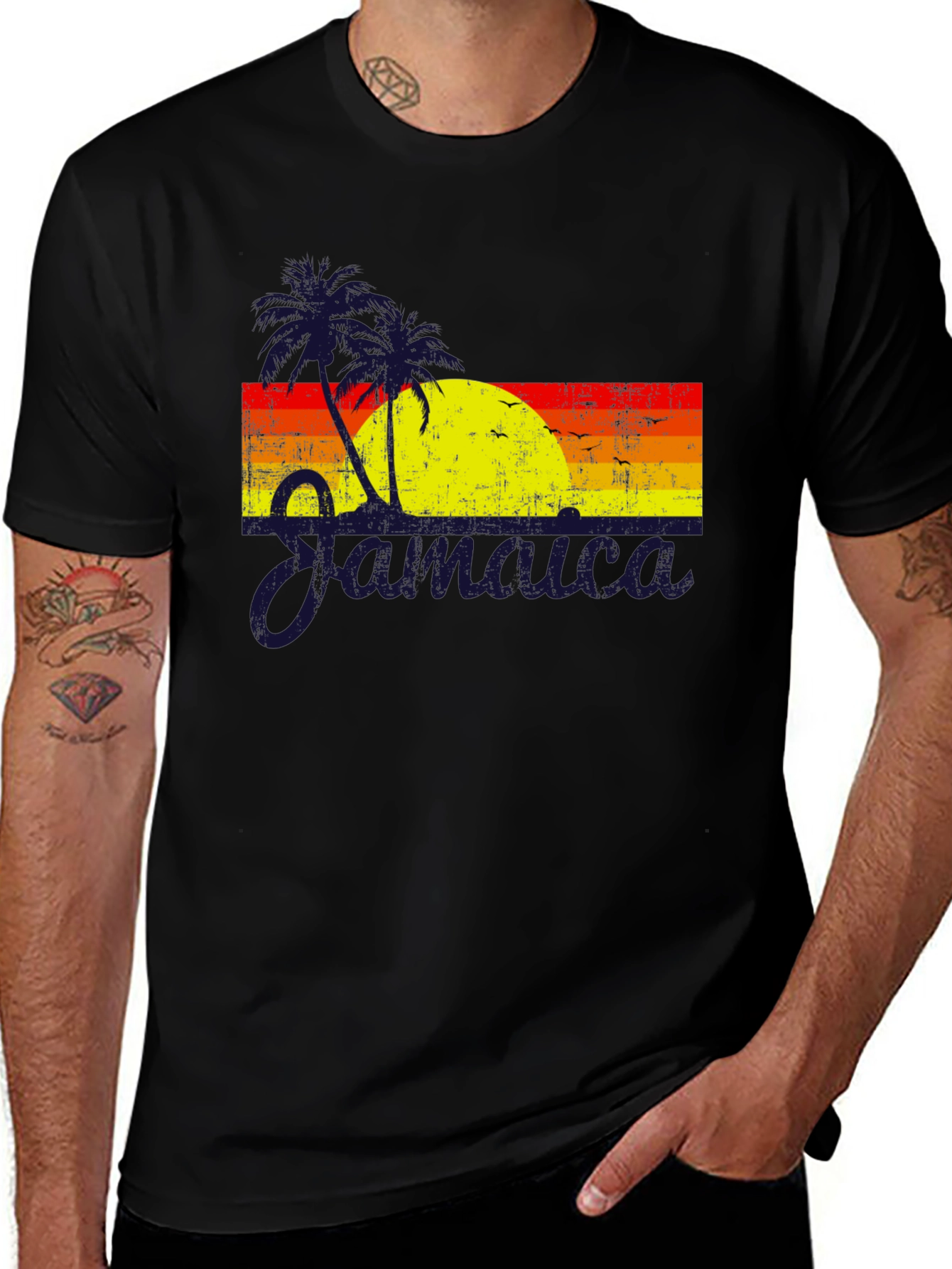 Jamaica Sunset Graphic T-Shirt - Tropical Island Vibes