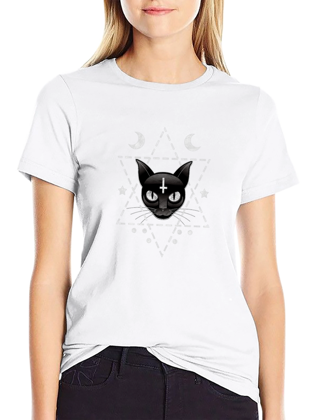 Occult Cat Graphic Tee - Black Unisex T-Shirt