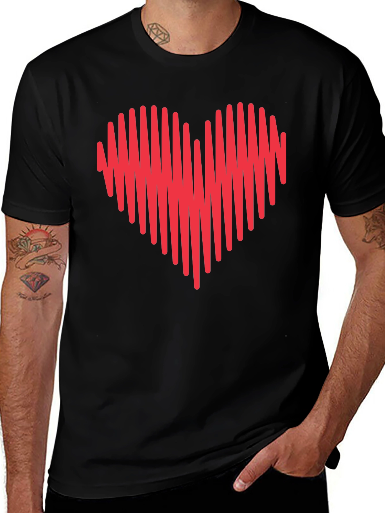 Heartbeat Heart Graphic Tee - Mens Crew Neck
