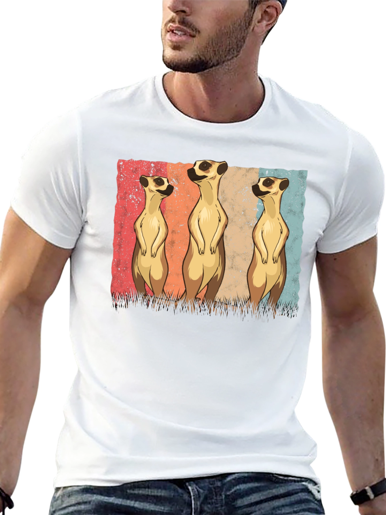 Meerkat Trio Graphic Tee - Mens Black T-Shirt