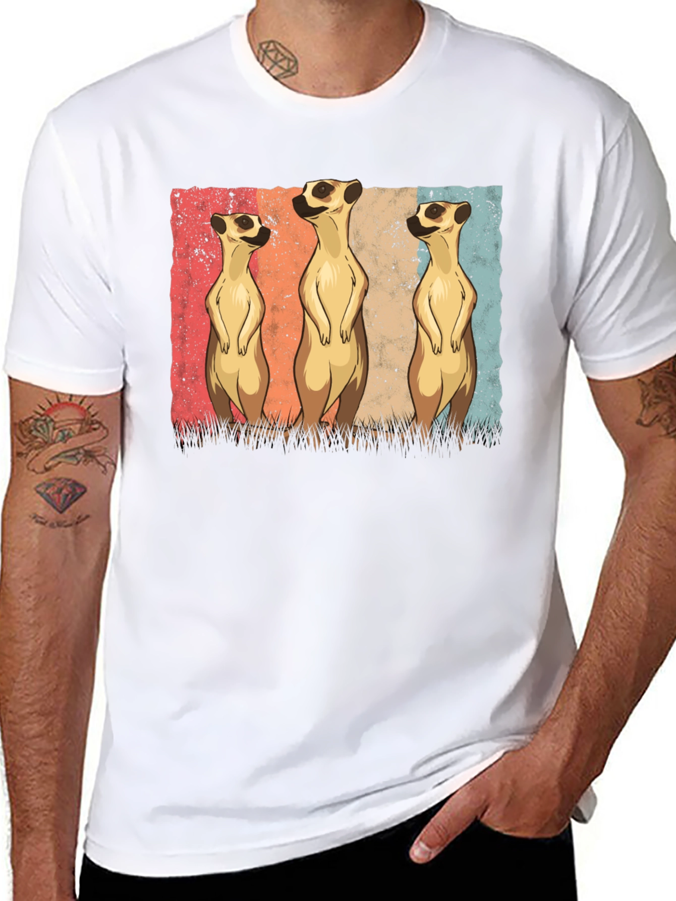 Meerkat Trio Graphic Tee - Mens Black T-Shirt