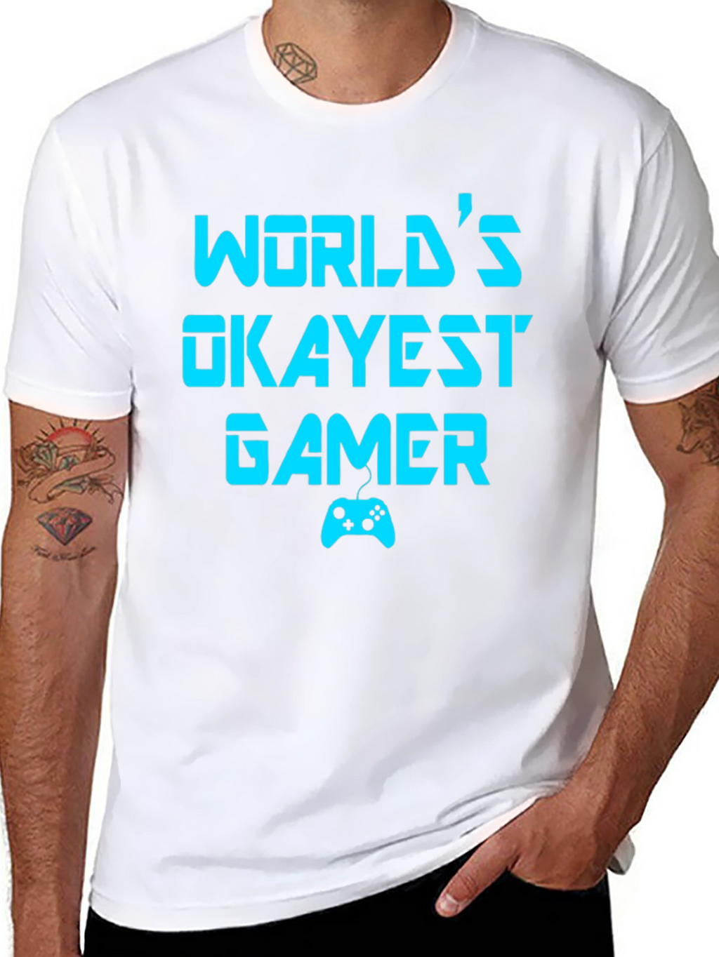 Worlds Okayest Gamer T-Shirt - Funny Gaming Tee