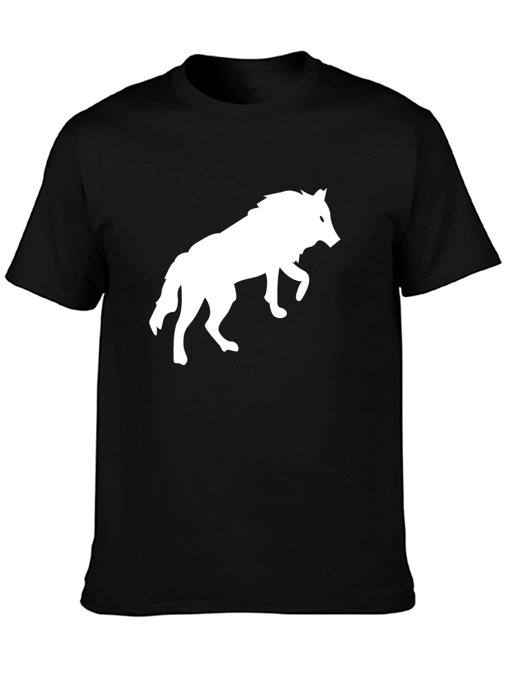Black T-Shirt with White Wolf Graphic