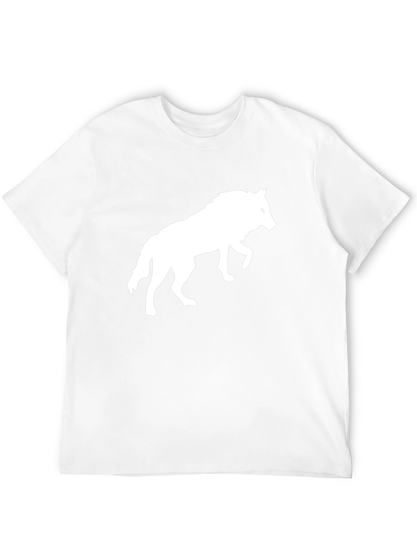 Black T-Shirt with White Wolf Graphic
