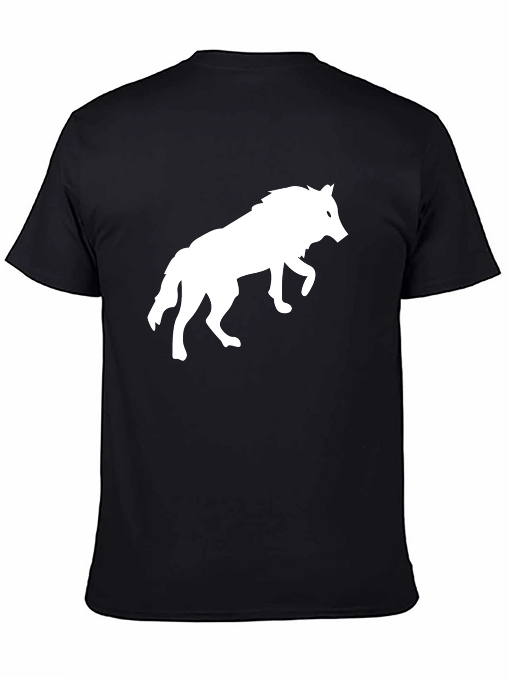 Black T-Shirt with White Wolf Graphic