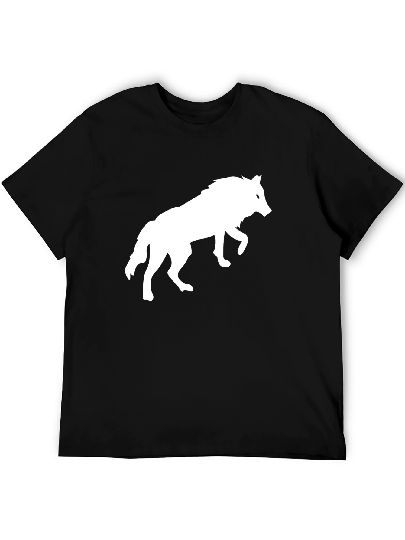 Black T-Shirt with White Wolf Graphic