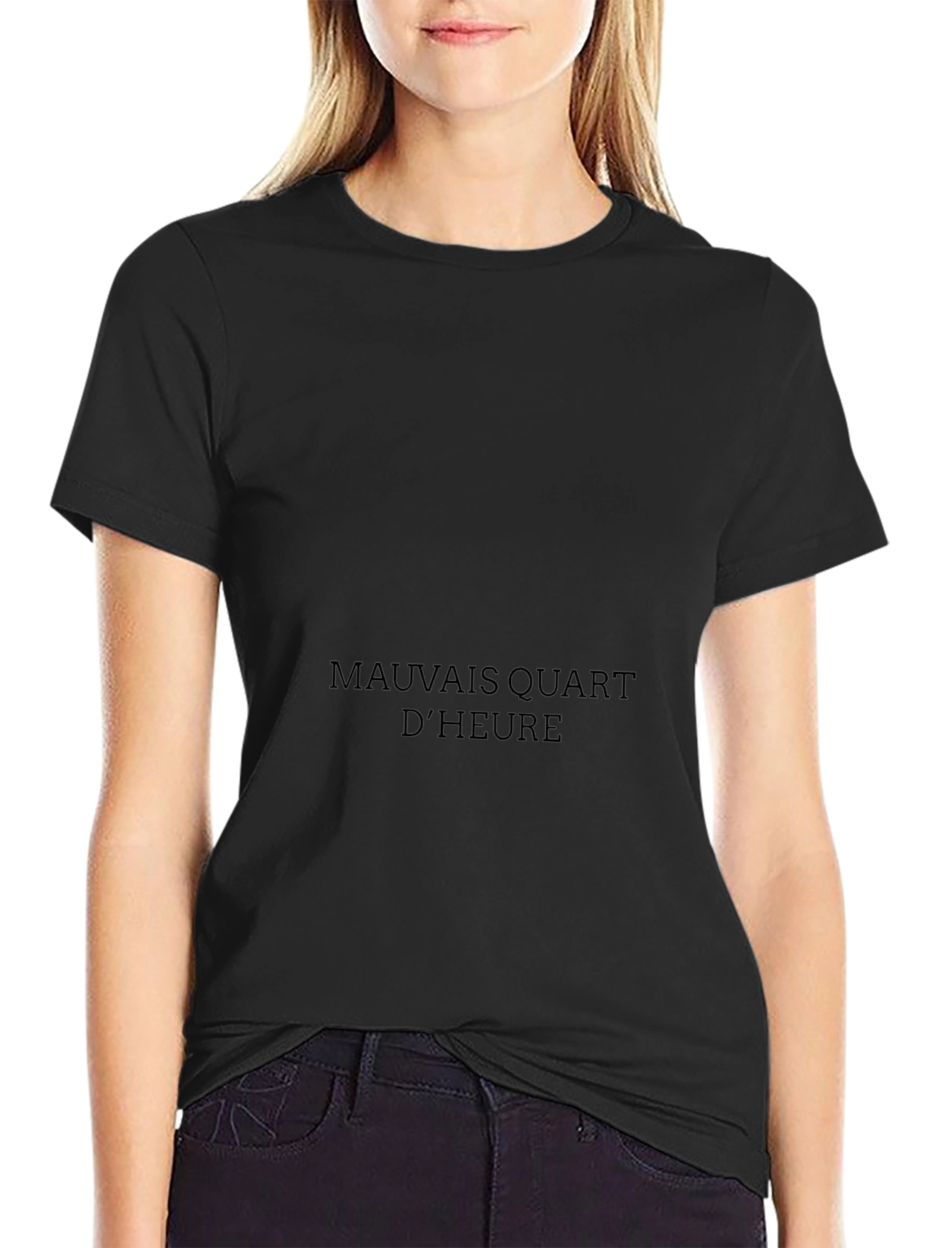 Black Graphic Tee - Mauvais Quart DHeure Casual Style