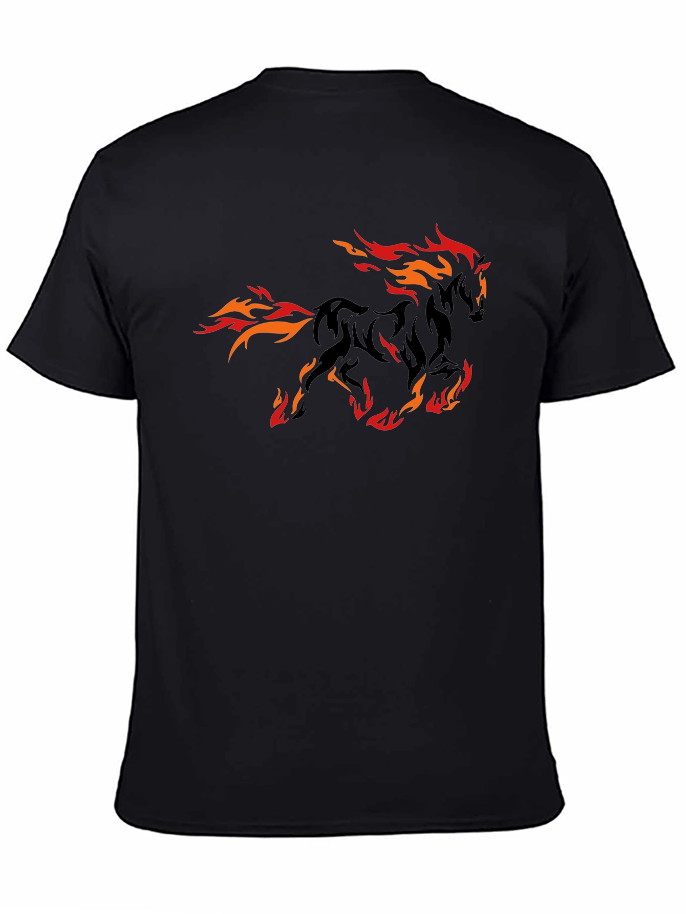 Fiery Horse Graphic Tee - Black Cotton T-Shirt