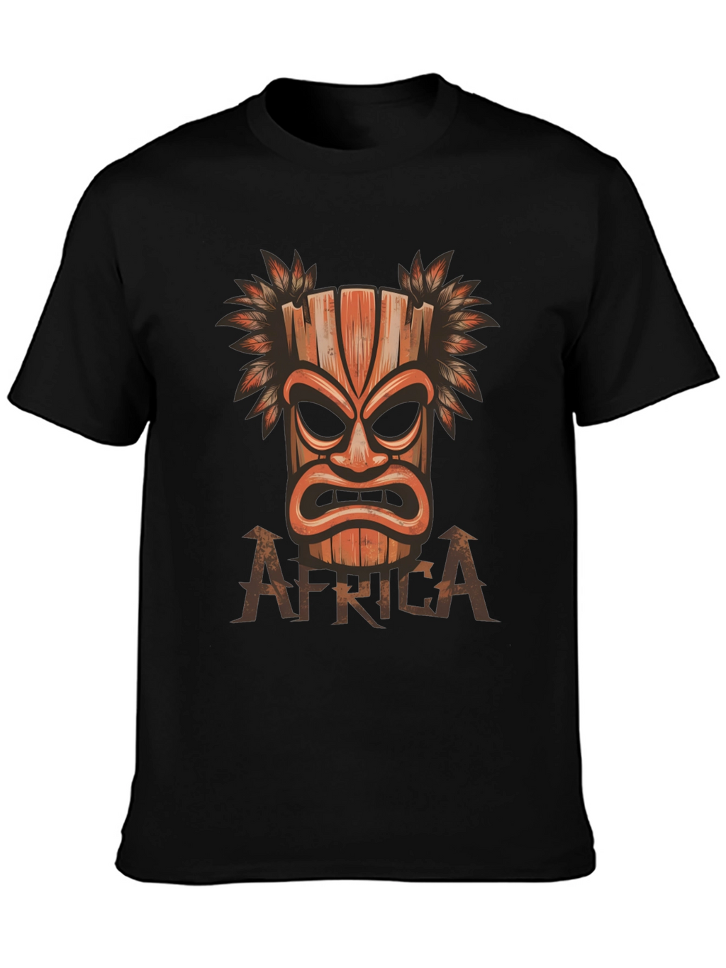 Tribal Mask Graphic Print Black T-shirt