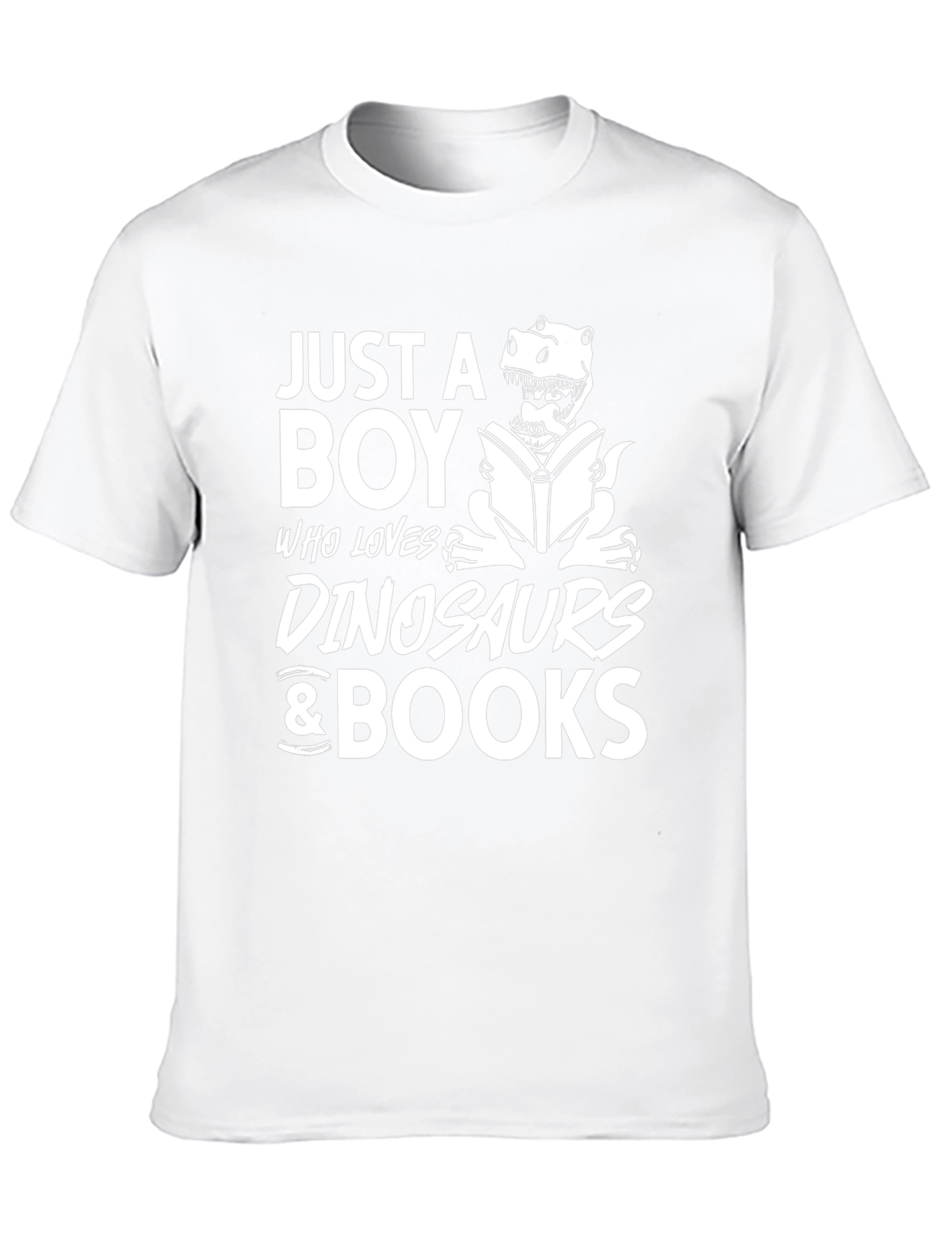 Boy Loves Dinosaurs & Books Black Graphic T-Shirt