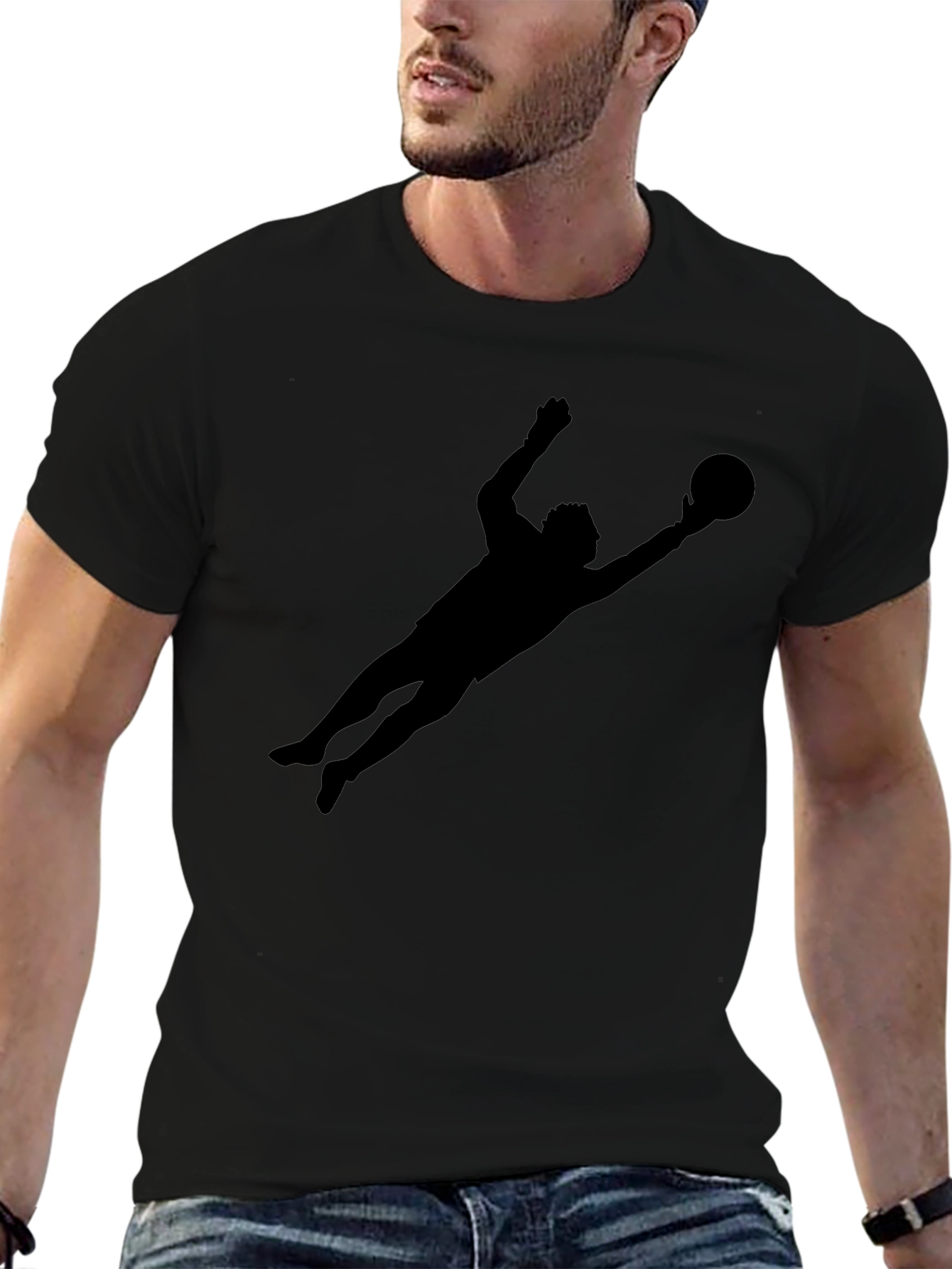 Goalkeeper Silhouette T-Shirt - Sleek Black Tee