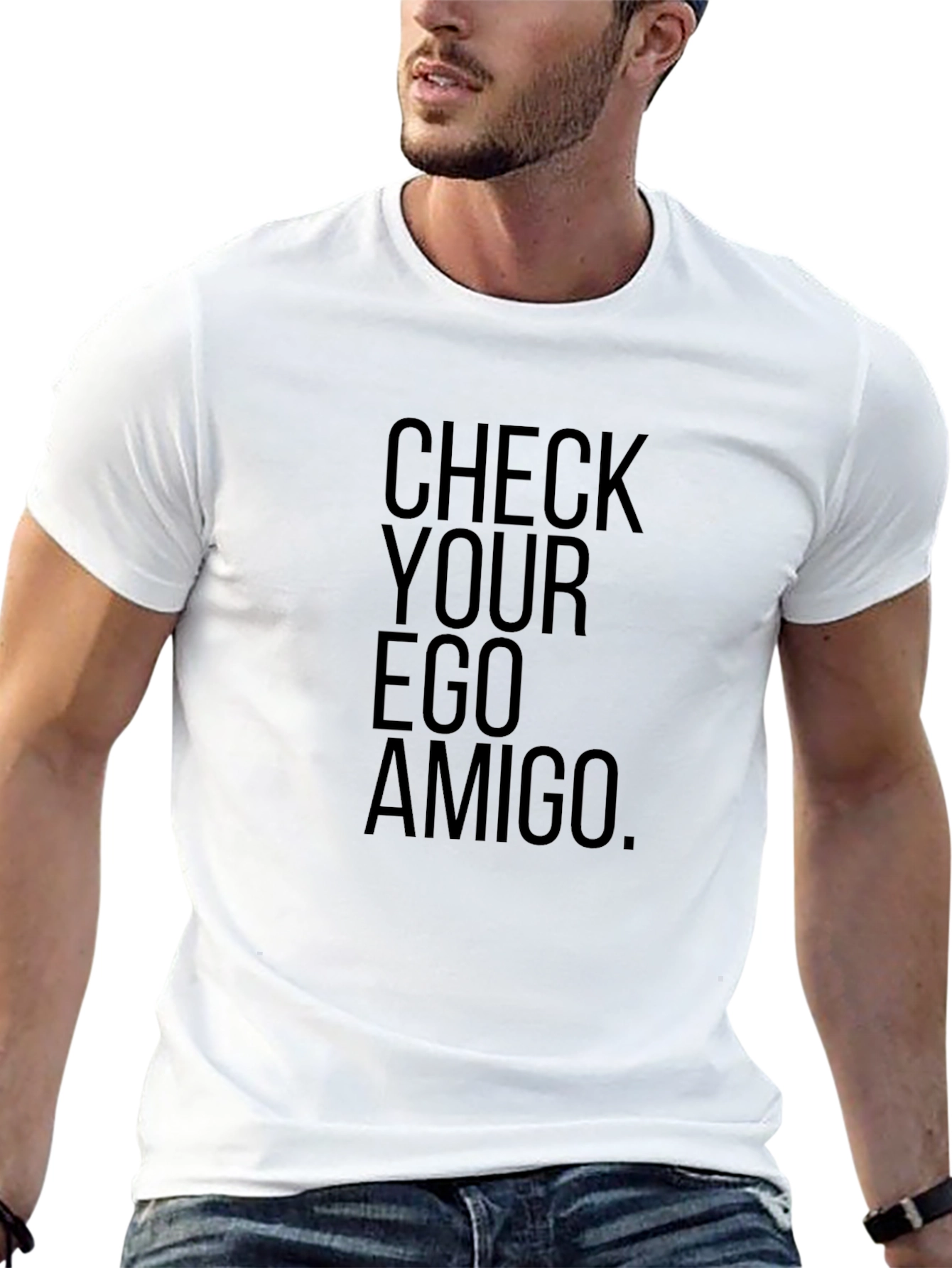 Check Your Ego Amigo Black Graphic Tee Shirt